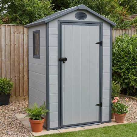 Abri de jardin plastique gris 134x104cm Jôbu