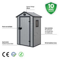 Abri de jardin plastique gris 134x104cm Jôbu