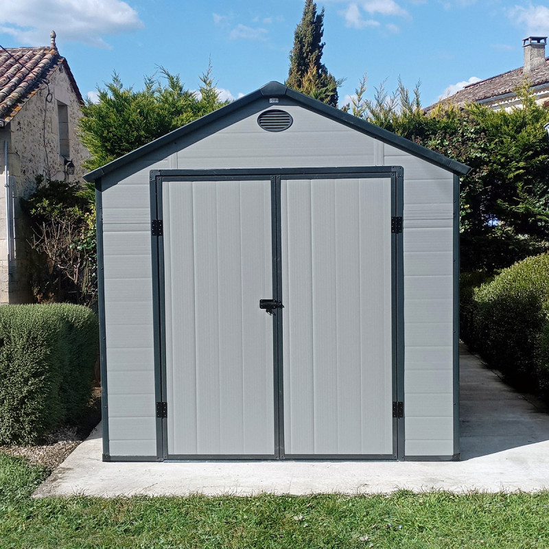 Abri de jardin plastique gris 190x280cm Jôbu