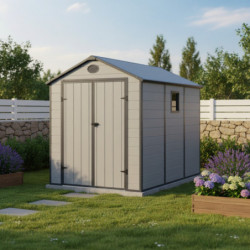 Abri de jardin plastique gris 190x280cm Jôbu