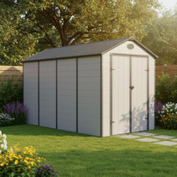 Abri de jardin plastique gris 190x368cm Jôbu