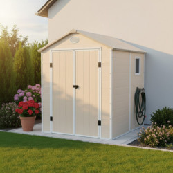 Abri de jardin plastique beige 190x192cm JOBU
