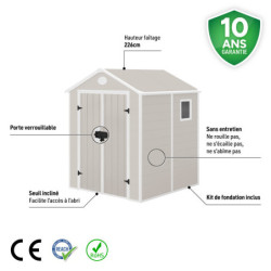 Abri de jardin plastique beige 190x192cm JOBU