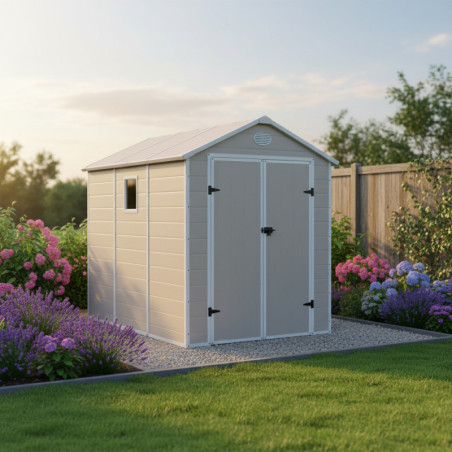 Abri de jardin plastique beige 190x280cm Jôbu