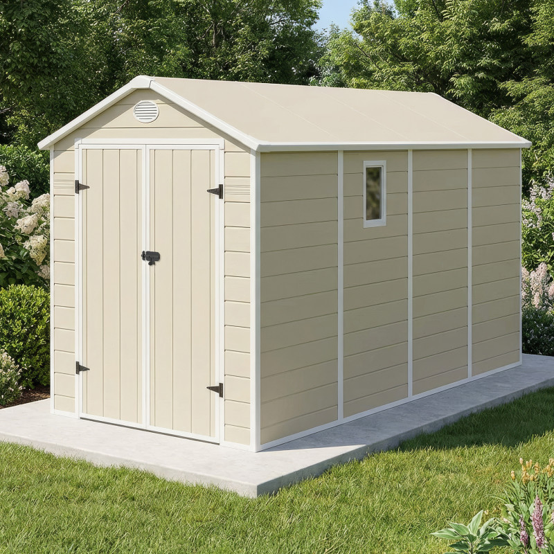 Abri de jardin plastique beige 190x368cm Jôbu