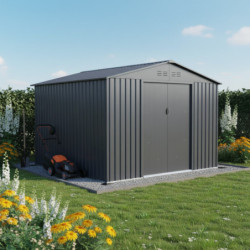 Abri métal First 100% Anthracite 8,84m²  + Kit ancrage X-METAL