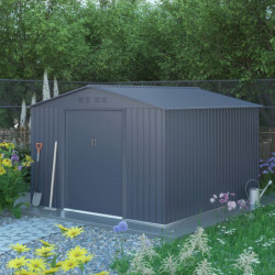 Abri métal First 100% Anthracite 8,84m²  + Kit ancrage X-METAL