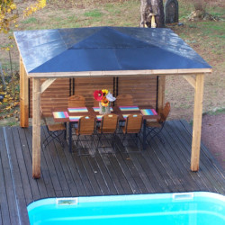 Pool house Blueterm 12,32m² bois thermo chauffé avec 1 paroi - HABRITA