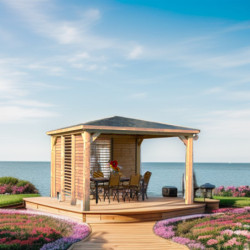 Pool house Blueterm bois thermo chauffé 12,32m² + 2 parois HABRITA