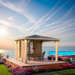 Pool house Blueterm bois thermo chauffé 12,32m² + 2 parois HABRITA