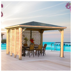 Pool house Blueterm bois thermo chauffé 12,32m² + 2 parois HABRITA