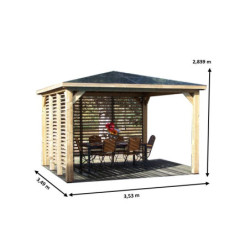 Pool house Blueterm bois thermo chauffé 12,32m² + 2 parois HABRITA