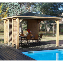 Pool house Blueterm bois thermo chauffé 12,32m² + 2 parois HABRITA