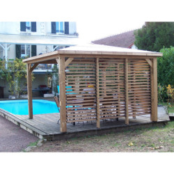 Pool house Blueterm bois thermo chauffé 12,32m² + 2 parois HABRITA