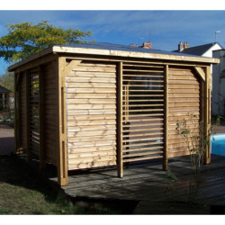 Pool house Blueterm bois thermo chauffé 12,32m² + 2 parois HABRITA