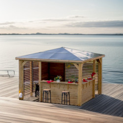 Pool house Blueterm bois thermo chauffé 12,32m² + comptoirs HABRITA