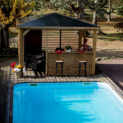 Pool house Blueterm bois thermo chauffé 12,32m² + comptoirs HABRITA