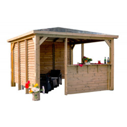 Pool house Blueterm bois thermo chauffé 12,32m² + comptoirs HABRITA