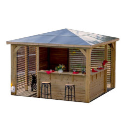 Pool house Blueterm bois thermo chauffé 12,32m² + comptoirs HABRITA