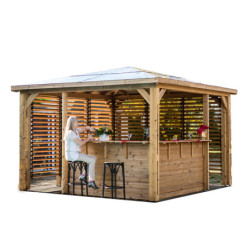 Pool house Blueterm bois thermo chauffé 12,32m² + comptoirs HABRITA