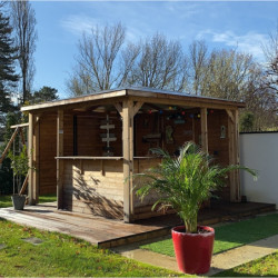 Pool house Blueterm bois thermo chauffé 12,32m² + comptoirs HABRITA