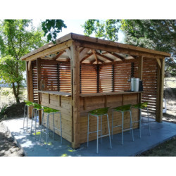 Pool house Blueterm bois thermo chauffé 12,32m² + comptoirs HABRITA