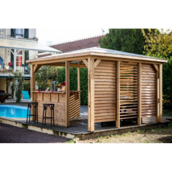 Pool house Blueterm bois thermo chauffé 12,32m² + comptoirs HABRITA