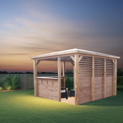 Pool house Blueterm 12,32m² bois thermo chauffé 1 mur plein HABRITA