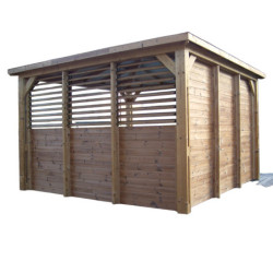 Pool house Blueterm 12,32m² bois thermo chauffé 1 mur plein HABRITA