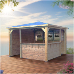 Pool house Blueterm 12,32m² bois thermo chauffé 1 mur plein HABRITA