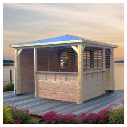 Pool house Blueterm 12,32m² bois thermo chauffé 1 mur plein HABRITA