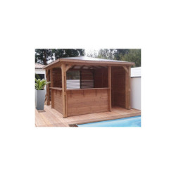 Pool house Blueterm 12,32m² bois thermo chauffé 1 mur plein HABRITA