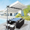 Pergola marquise 9m² HABRITA acier anthracite et toile repliable écru