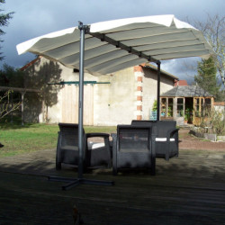 Pergola marquise 9m² HABRITA acier anthracite et toile repliable écru