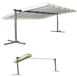 Pergola marquise 9m² HABRITA acier anthracite et toile repliable écru