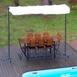 Pergola marquise 9m² HABRITA acier anthracite et toile repliable écru