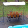 Pergola marquise 9m² HABRITA acier anthracite et toile repliable écru