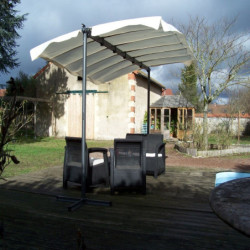 Pergola marquise 9m² HABRITA acier anthracite et toile repliable écru