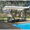 Pergola marquise 9m² HABRITA acier anthracite et toile repliable écru