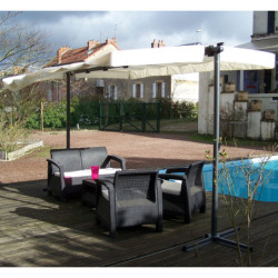 Pergola marquise 9m² HABRITA acier anthracite et toile repliable écru