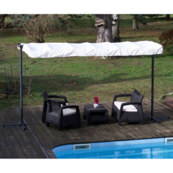 Pergola marquise 9m² HABRITA acier anthracite et toile repliable écru
