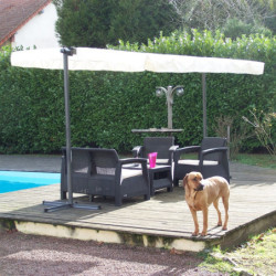 Pergola marquise 9m² HABRITA acier anthracite et toile repliable écru