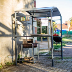 Protection pour barbecue 2,57m² Habrita en acier finition époxy gris