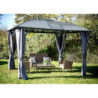 Gloriette alu anthracite avec rideaux et polycarbonate HABRITA 10,80m²