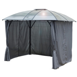 Gloriette alu anthracite avec rideaux et polycarbonate HABRITA 10,80m²