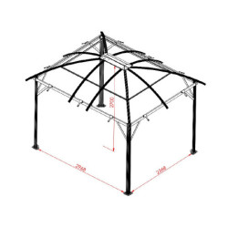 Gloriette alu anthracite avec rideaux et polycarbonate HABRITA 10,80m²