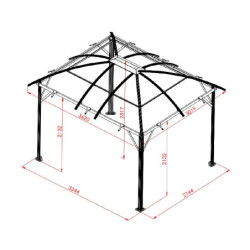 Gloriette alu anthracite avec rideaux et polycarbonate HABRITA 10,80m²