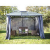 Gloriette alu anthracite avec rideaux et polycarbonate HABRITA 10,80m²