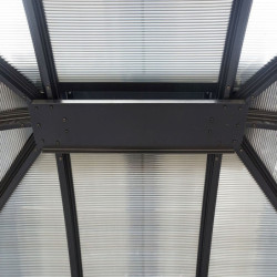 Gloriette alu anthracite avec rideaux et polycarbonate HABRITA 10,80m²