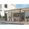 Pergola 12m² HABRITA aluminium anthracite avec toile d'ombrage écru